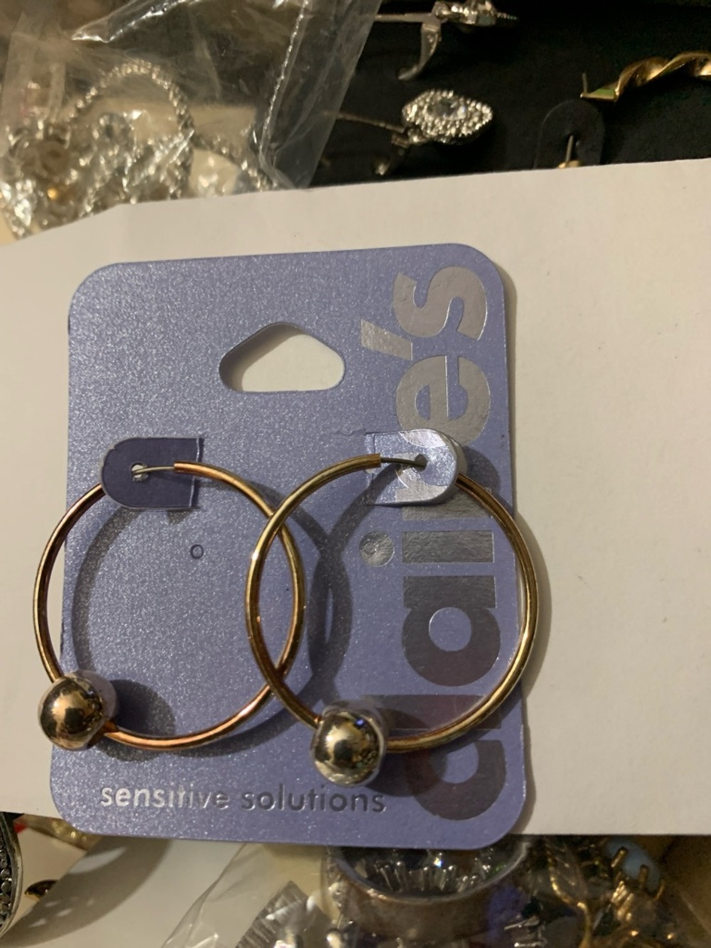 Claire's Gold Hoop Earrings with Ball Accent